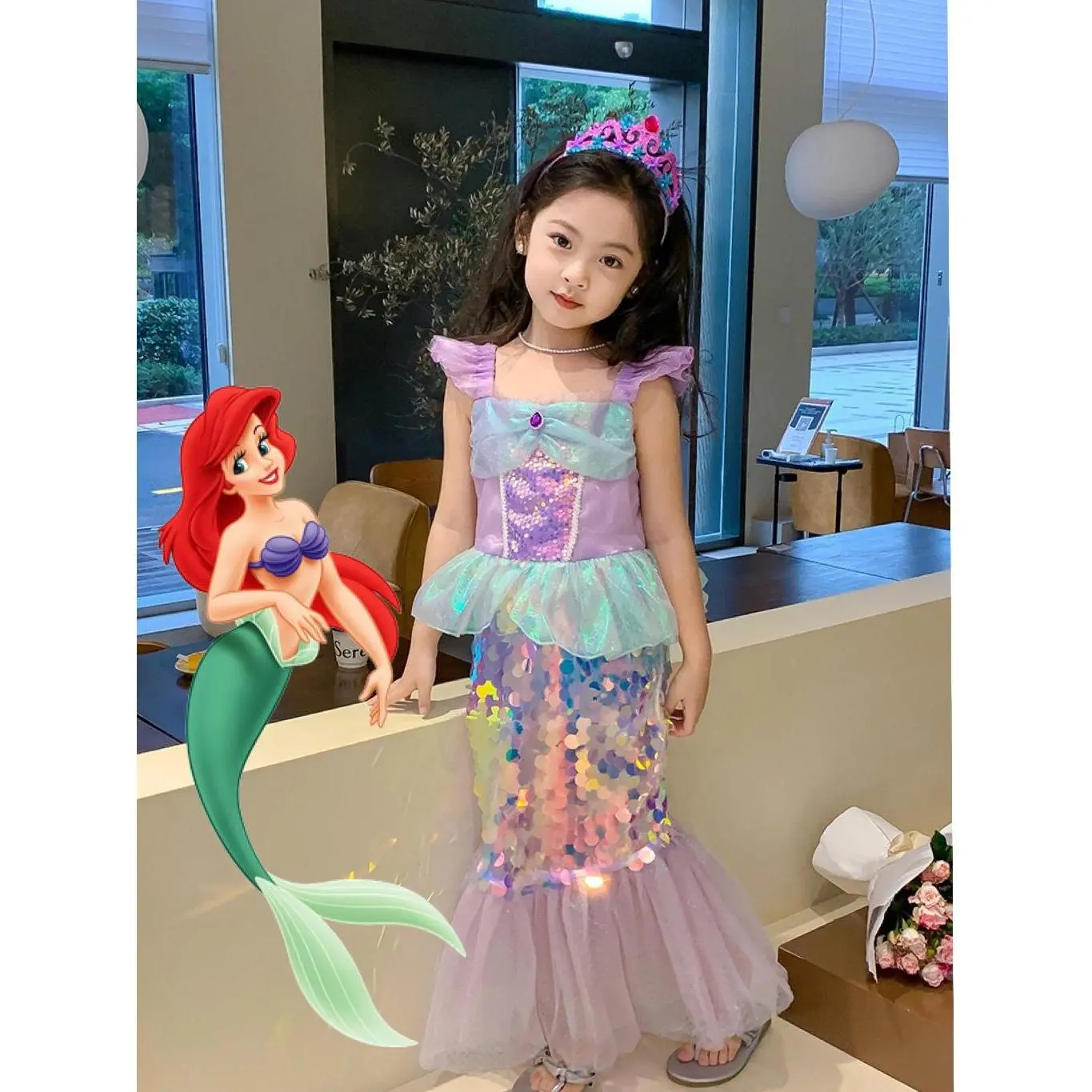 Váy hóa trang công chúa Nàng Tiên Cá cho bé gái Halloween hàng loại 1