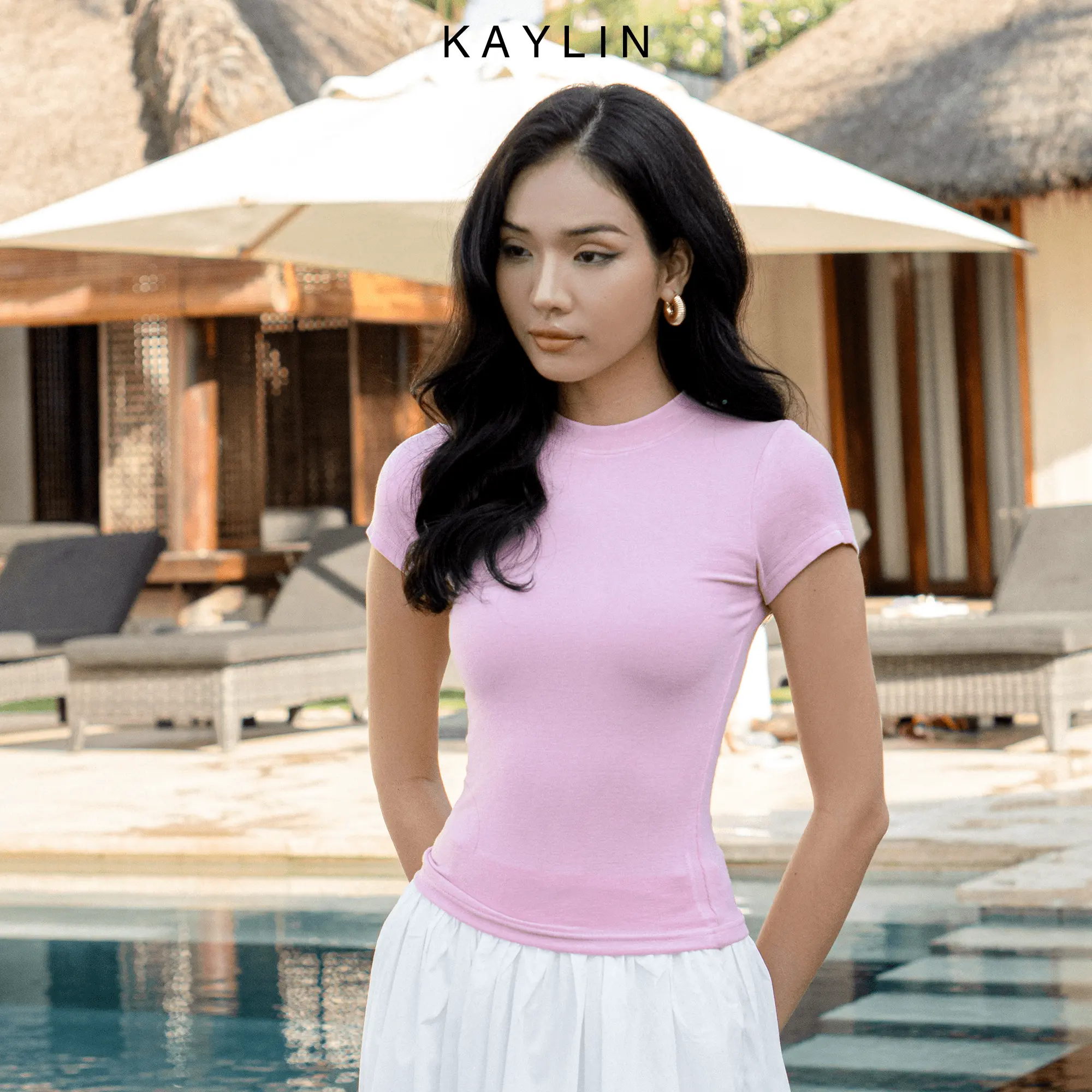 Áo thun nữ Basic chất gân form ôm body Cổ Tròn phong cách mát mẻ KAYLIN - N2116 Women Top | BigBuy360 - bigbuy360.vn