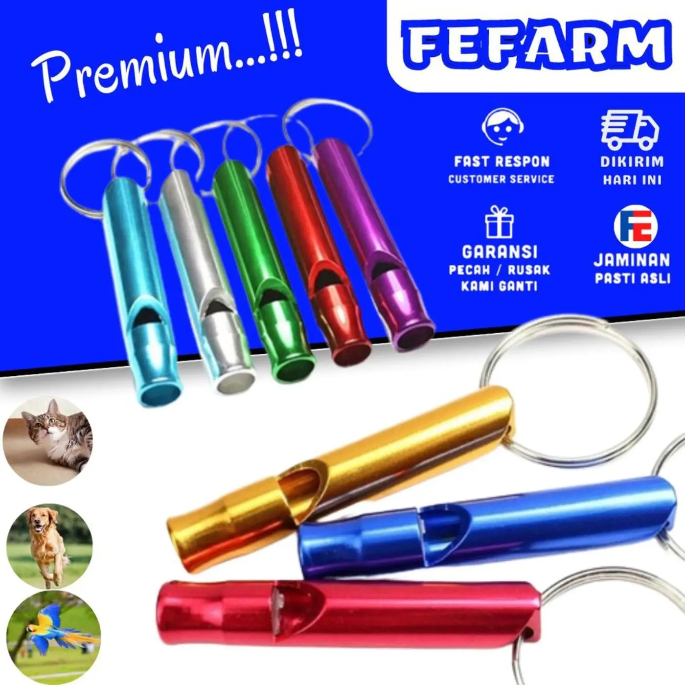 10pcs Peluit Ultrasonic U3 Gantungan Original Untuk Melatih Segala Hewan Kucing Anjing Burung FEFARM