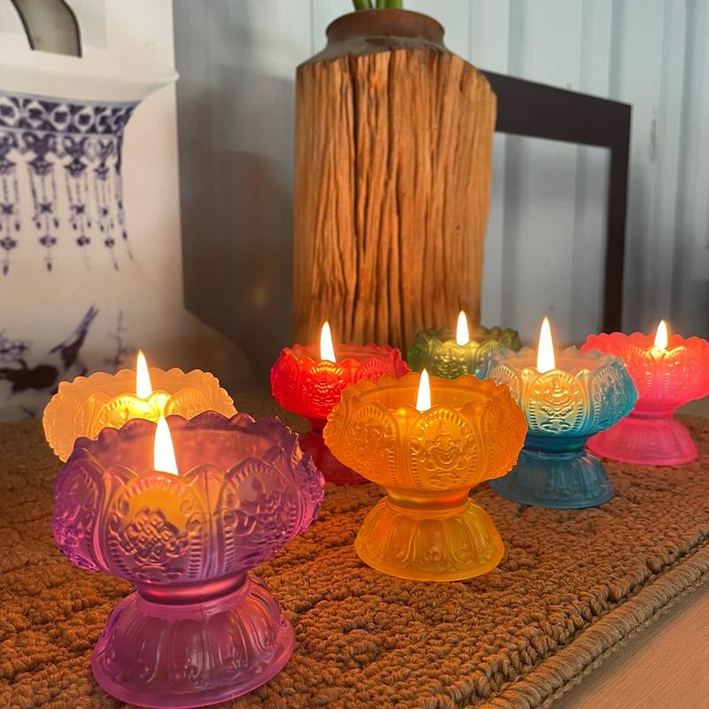 ĐẾ NẾN HOA SEN LƯU LY DÙNG ĐỂ THỜ CÚNG