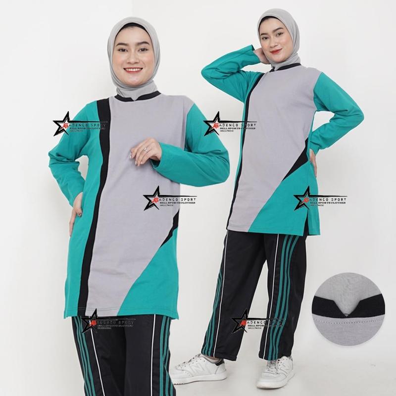 Product Introduction of Setelan baju olahraga wanita tunik muslimah / setelan baju senam wanita Celana Muslim Panjang Wanita Sport Hitam Seragam Polos Atasan 7
