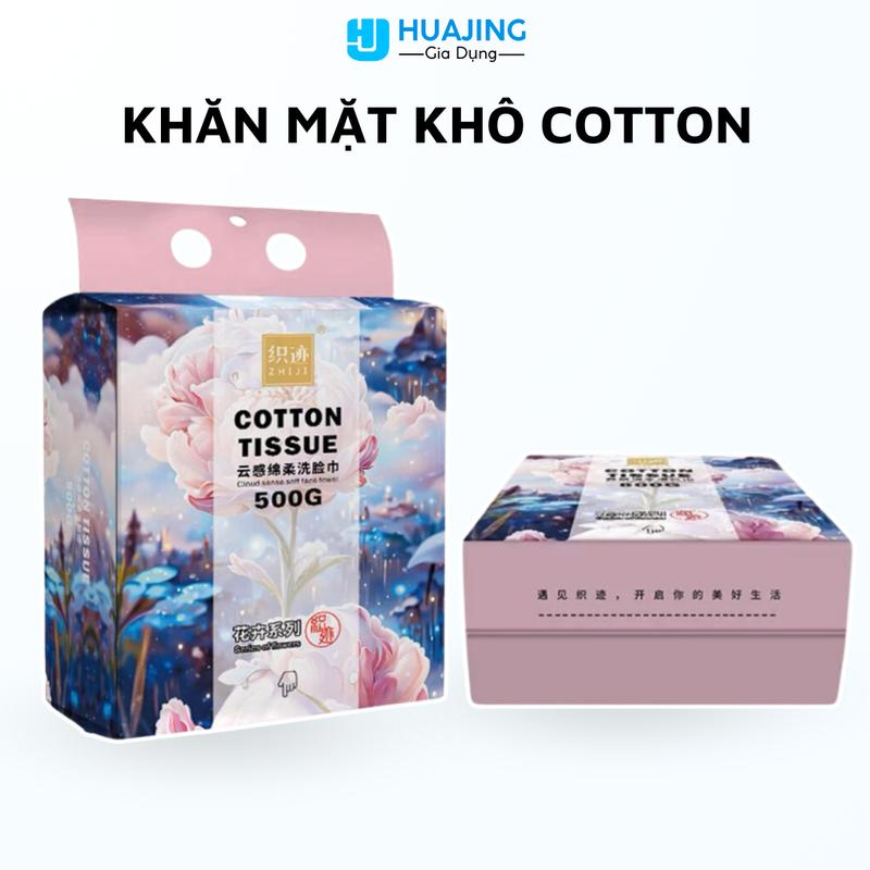  Khăn lau mặt khô cotton 100% dùng 1 lần giấy lau mặt an toàn dạng rút Cotton Tissue túi 170 tờ tiện lợi - HuaJing 