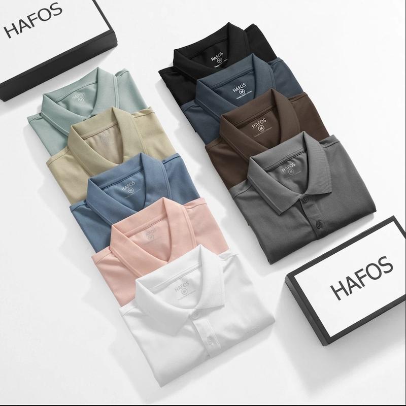 Áo Polo nam HAFOS BASIC, Áo Thun có cổ chất vải Cá Sấu CVC thoáng mát, Polo Shirts có cổ tay ngắn mặc thường ngày, màu Beige ,Đen,Trắng,đen - nâu ... chuẩn form Menswear