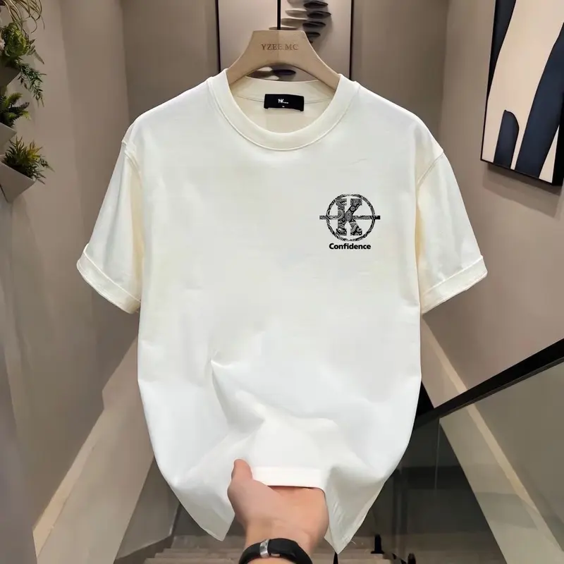9055 Mùa Hè 2025 Mới Phong Cách Hàn Quốc Đa Năng Lỏng Lẻo Unisex Học Sinh Đen Trắng In Hình Áo Phông Ngắn Tay Tầng Hầm Áo Giao Hàng Nghệ Thuật Nhẹ Thêu Hoa mỏng Áo Sơ Mi Trắng Ướt Cho Nữ 3