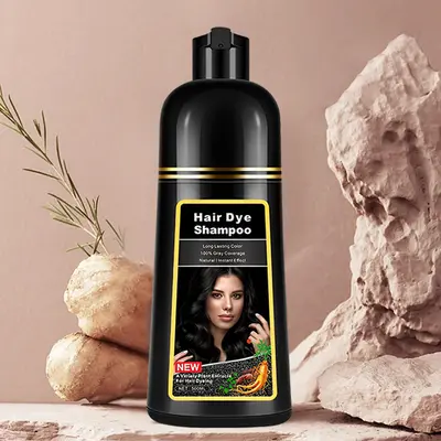 500ml Shampo Pewarna Rambut Alami Menutupi Uban 3-in-1 Pewarna Rambut ...