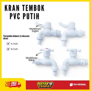 [COD] Kran Air Tembok Plastik 1/2" 3/4" Inch PVC Putih HPP