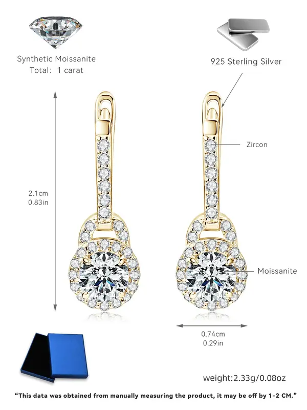 925 Sterling Silver Synthetic Moissanite Decor Dangle Earrings, Elegant Jewelry for Party, Daily Clothing Decor for Girl 5