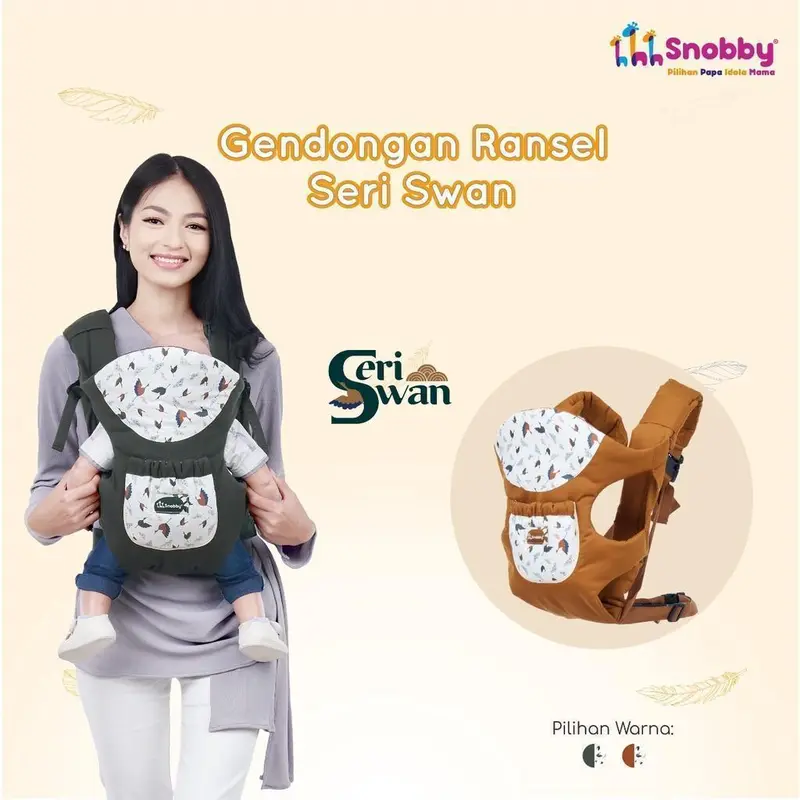 Snobby Gendongan Bayi Ransel Aplikasi Print Swan Series - TPG 5942 Gendong 0