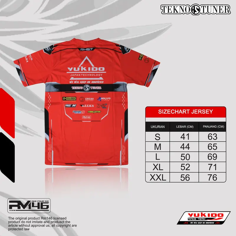 RM146- Jersey Yukido Race Team X Tekno Tuner Red Series Full Printing Jersey Sport 2