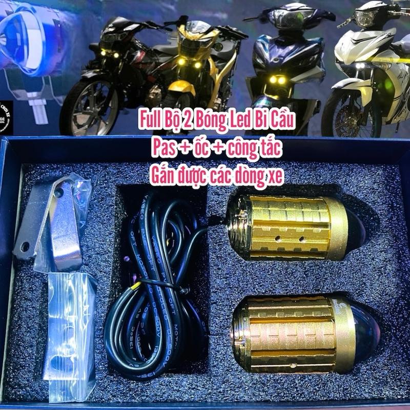 Combo 2 bóng đèn led bi cầu mẫu mới màu vàng siêu sáng bản nâng cấp [ 2 chế độ sáng trắng + vàng ] tặng công tắc