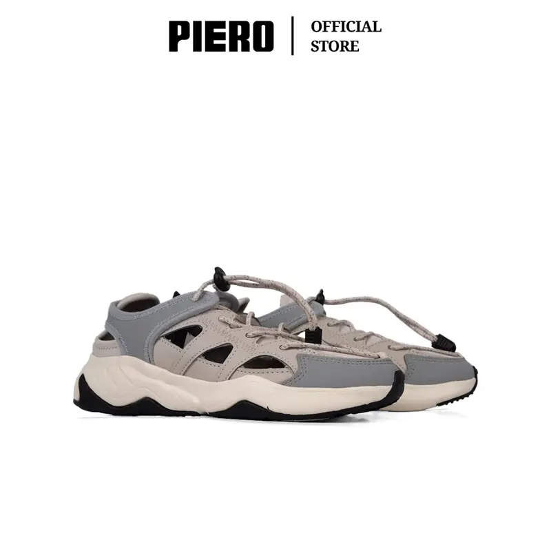 PIERO SEPATU SNEAKERS WANITA ERGO MOTION W OATMEAL GREY OFF WHITE PIE1000192 5