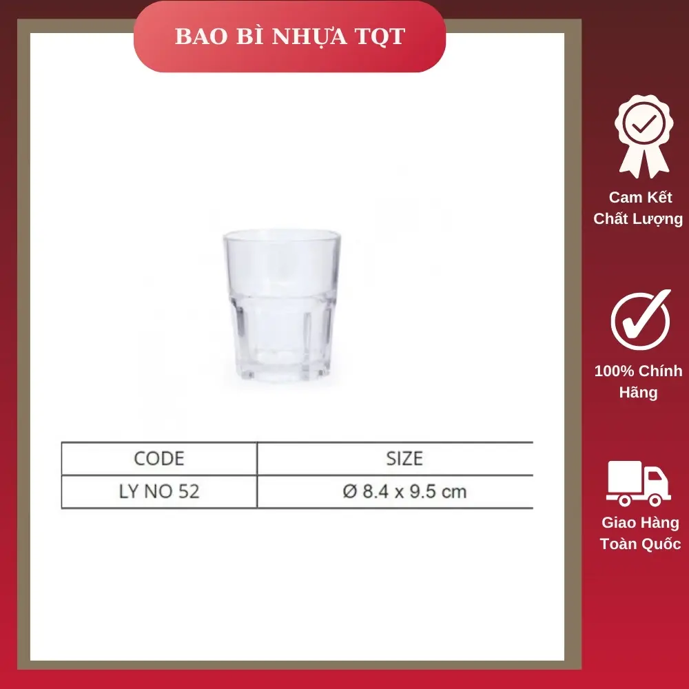 Sỉ Ly nhưa trong suốt Acrylic , Ly rock nhựa , Ly trà đá nhựa, ly no 52, dày dặng ,cứng cáp hơn Meka - Bao bì nhựa TQT