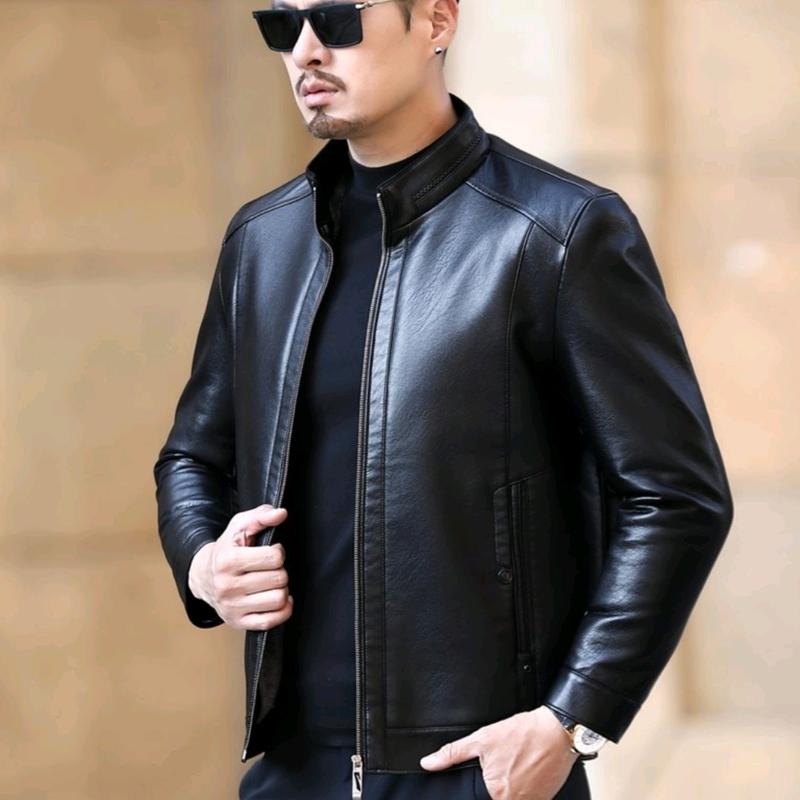 Jaket Kulit Sintetis Pria Trend Shop DaffStore - Model Elegan dan Modern dengan Kancing Depan dan Saku - Formal 3