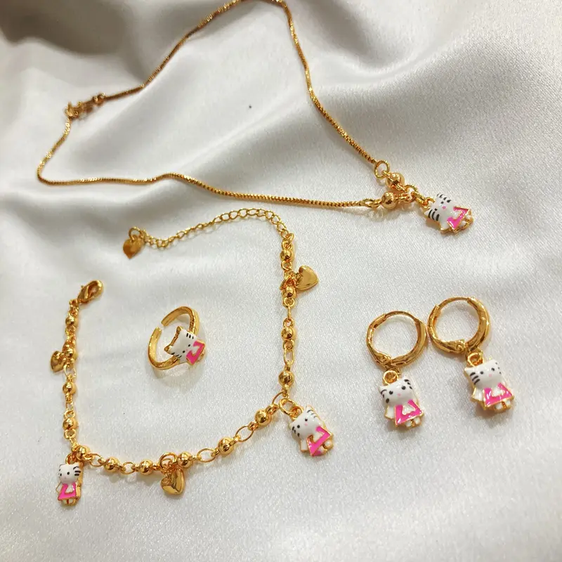 Set Perhiasan Aksesoris Anak Cat Kalung Anting Gelang Cincin SPA03 0