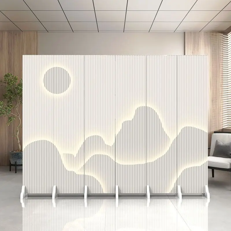 Chinese Style Screen Partition Living Room Divider Mobile Folding Simple Double-Sided Folding Screen