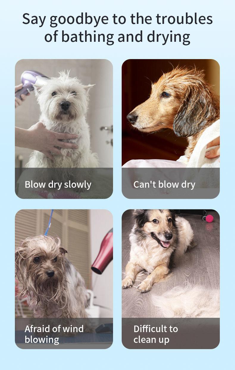 Product Introduction of Portable Dog Hair Drying Bag Folding Cat Hair Dryer Efficient Big Dogs Quick Drying Coat Winter Pets Cleaning Grooming Supplies 8