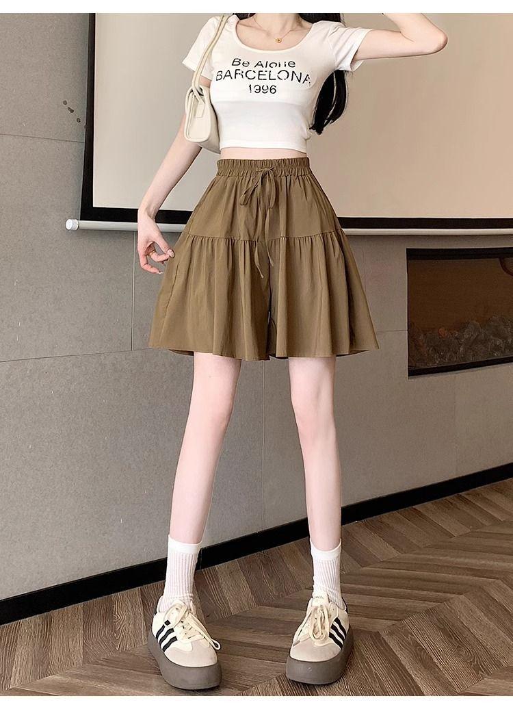 Product Introduction of [2380 People Collection] Idle Style Ice Silk Quick-Drying Wide Leg Culottes Shorts Women's Summer Thin plus Size Casual Shorts Pantskirt 17
