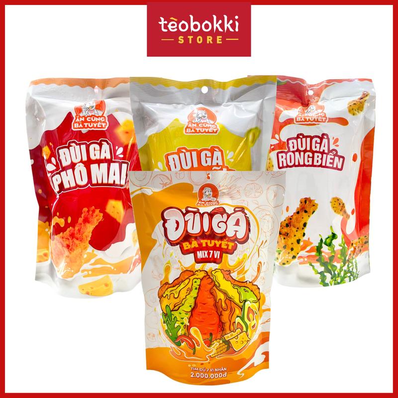 Snack đùi gà Ăn Cùng Bà Tuyết vị phô mai bơ sữa rong biển mix 7 vị gói 52g 70g