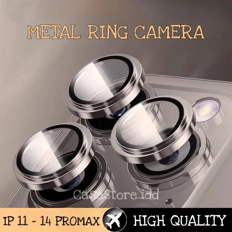 [HARGA SUDAH 1 SET SESUAI TYPE HP] Tempered Glass Metal Ring Camera Lens Protector IP 11 12 13 14 PRO MAX PLUS MINI Anti Gores Kamera Antigores Pelindung Lensa 0