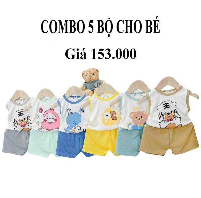 Product Introduction of [Mua 5 tặng 1] Bộ đồ bé gái, bé trai mặc mùa hè -chất thun tăm thấp hút mồ hôi cho bé từ 5-16kg 3
