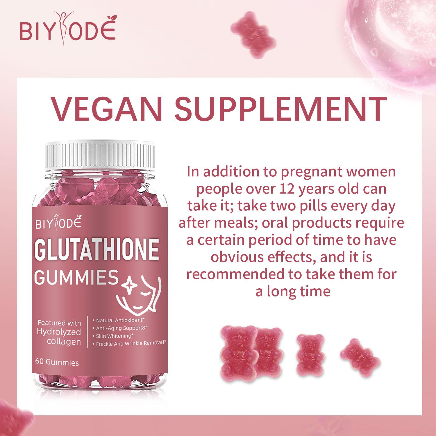 glutathione effects on periods BIYODE Glutathione Gummies - 60 Vegan Capsules with Hydrolyzed Collagen & Biotin for Anti-Aging