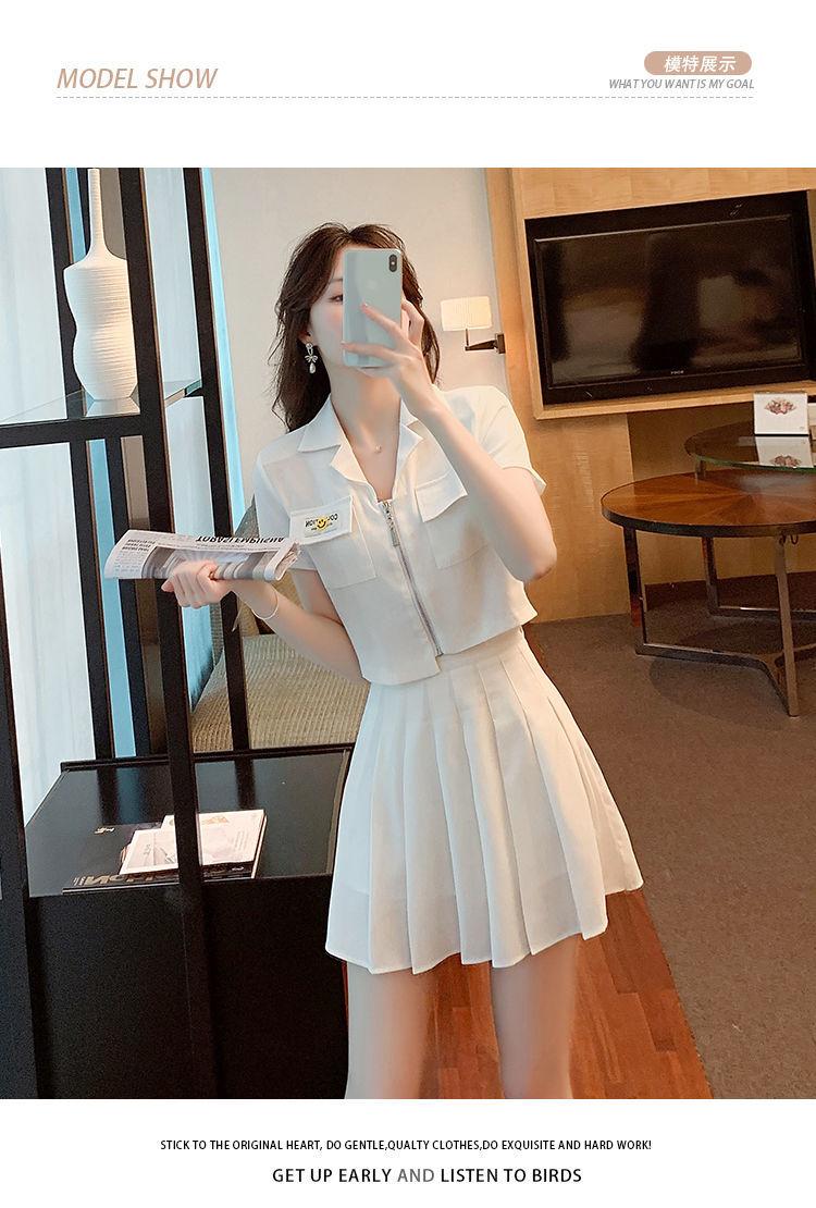 Product Introduction of Bộ Đồ Ngắn Tay Thanh Lịch Chống Lão Hóa Mới Mùa Hè 2024 Áo Khoác Ngắn + Chân Váy Xếp Ly Bộ Đồ Hai Mảnh Hợp Thời Trang Cho Nữ Top 3