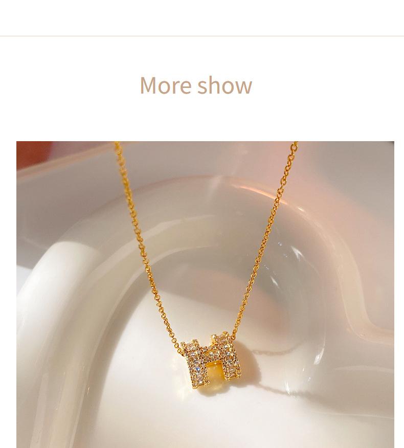 Product Introduction of Vòng Cổ Chữ H, Không Phai Màu, Kim Cương Đầy Đủ, Dành Cho Nữ, Mặt Dây Chuỗi Zircon Vuông Đạt, Dây Chuỗi Xuyên Minh Đơn Phong Cách 1