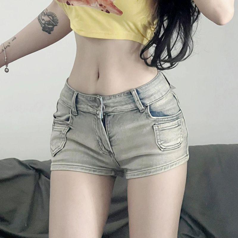 Quần Short Denim Cạp Thấp, Phong Cách Cô Gái Nóng Bỏng Mỹ, Siêu Ngắn, Dành Cho Nữ, Mùa Hè Mới, Bó Sát, Bó Sát, Quần Hot Hông, Quần Ống Thẳng, Ins, Có Sẵn Năm 2025, Bán Chạy 3