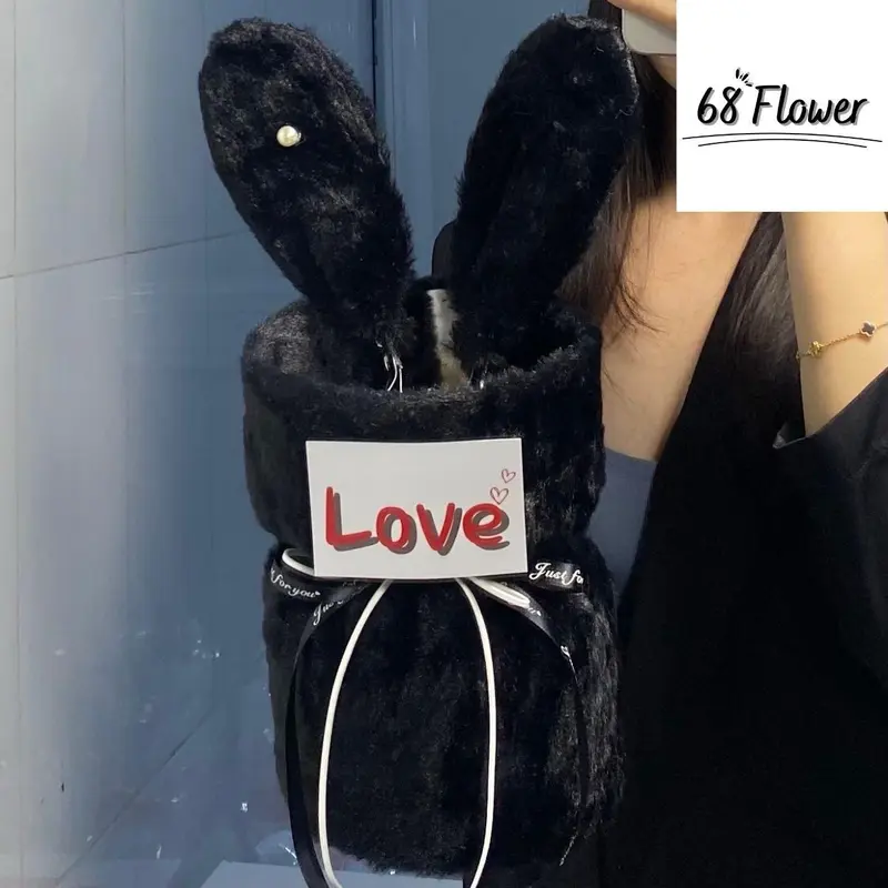Cốt Bó Hoa Tai Thỏ Trắng ,Hồng ,Đen Sẳn Chỉ  Cắm Hoa   Làm Quà Tặng Ý Nghĩa Sinh Nhật, Valentine, Decor Phòng 7