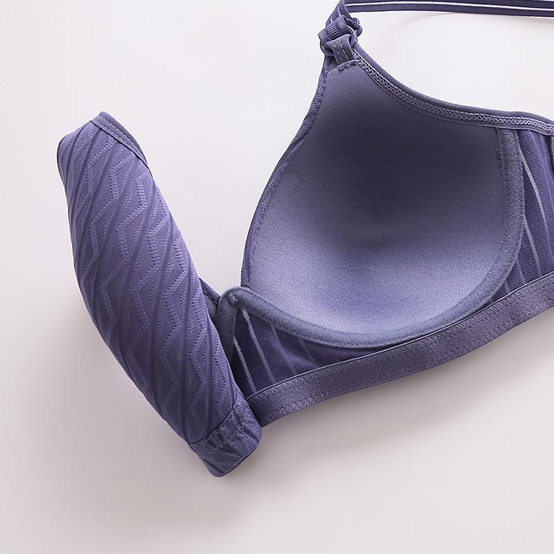 Bra Wanita Push Up With Ukuran Big Size Motif Garis Zig Zag Tanpa Kawat Bahan Elastis 3/4 Coverage Lembut Bh Busa Tipis 160 3