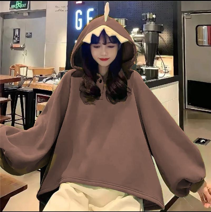 Product Introduction of Dinos Sweater Hoodie Wanita Oversize - Sweater Wanita Korean Style Terbaru Polos 1