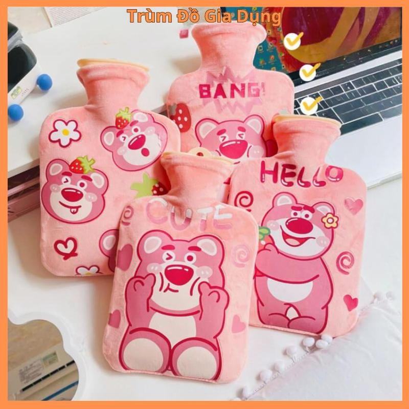 Túi Chườm Bụng Gấu Dâu Lông Mềm Dễ Thương - Giảm Đau, Chườm Nóng Lạnh Tiện Lợi tui chuo m bung kinh