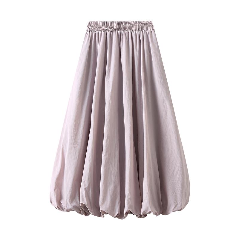 TikTok Shop Women s Balloon Long Skirts Elegant High Waist Solid Color A Line Skirts Casual Flowy Skirts Womenswear Bottom