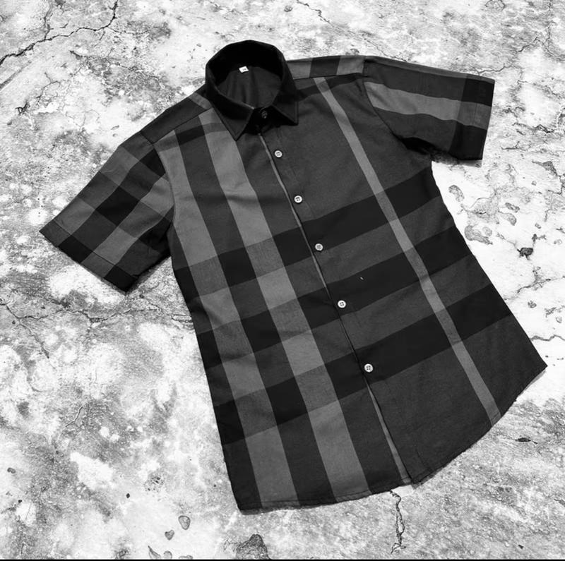 Áo sơ mi nam nữ tay ngắn kante mềm mịn xọc viềng xám mẫu mới Mensewar 2000 Menswear Shirt