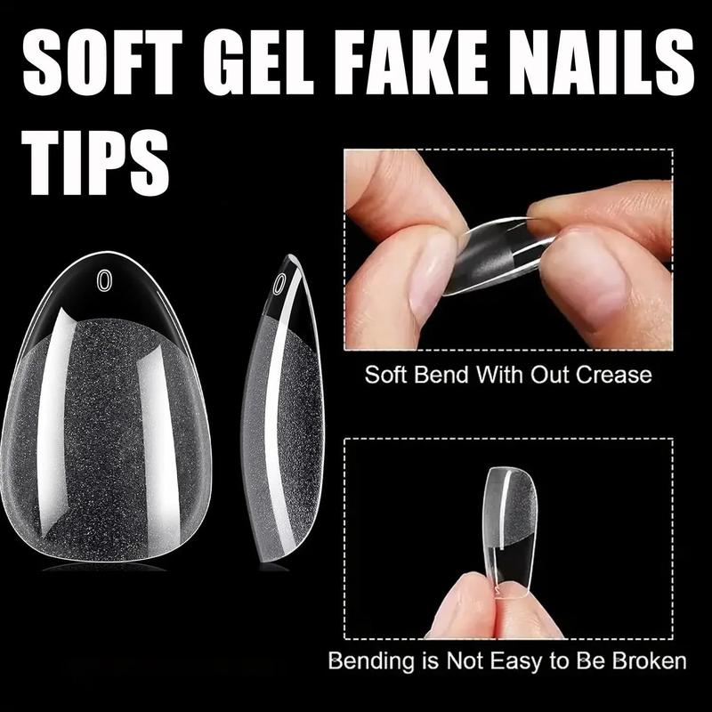 Transparent Almond Fake Nail Tips, 240pcs Short False Nail Tips, Full Cover Fake Nail Tips for Women & Girls DIY 5