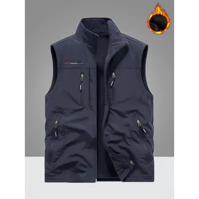 COOFANDY Men's Lightweight Fleece Vest - Sleeveless Zip-Up, 5 Pockets, Casual Outerwear