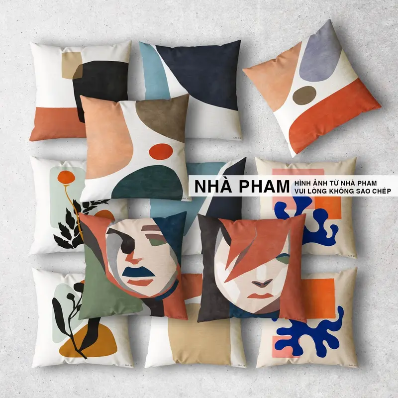 GỐI ÔM SOFA ABSTRACT , VẢI BỐ IN HÌNH (1->40) (45x45cm) 3