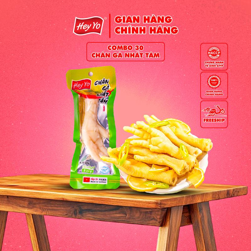 Combo 30 Chân Gà cay Nhất Tâm 40g, chân gà ngâm ớt xanh Hey Yo Foods Ăn Vặt hàng Việt Nam thơm ngon chất lượng