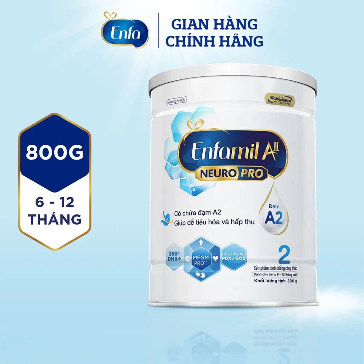 Sữa Bột Enfamil A2 Neuropro 2 – 800g cho bé 6-12 tháng tuổi