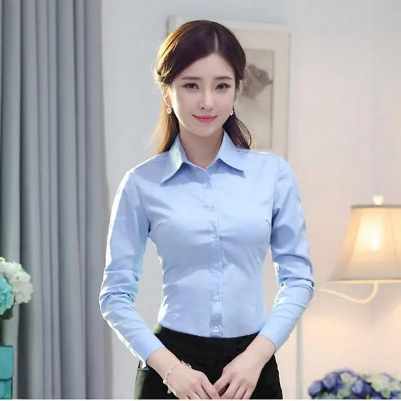 Áo Cánh Nữ, Hàng Mới Về, Dáng Ôm, Áo Sơ Mi Dài Tay, Áo Thường Ngày Làm Bằng Cotton, Thích Hợp Cho Công Sở Trang Trọng, Áo Cánh OL, Trang Phục Bảo Hộ Lao Động, XX02