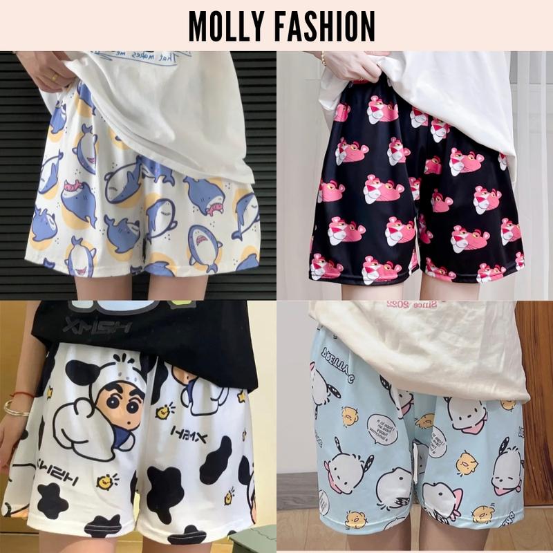Quần Short cartoon BST08 - Quần đùi ngủ thun hoạt hình nam nữ, mặc nhóm, đi biển Molly Fashion