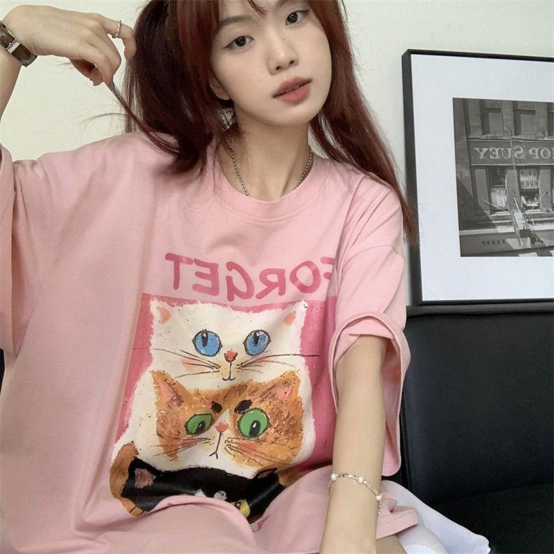 Product Introduction of GgFashion Áo Thun Nữ Phong Cách Hàn Quốc Rộng Cổ Tròn Dễ Thương Màu Hồng Phù Hợp Với Mọi Kích Cỡ Trong Mùa Hè. Top 21