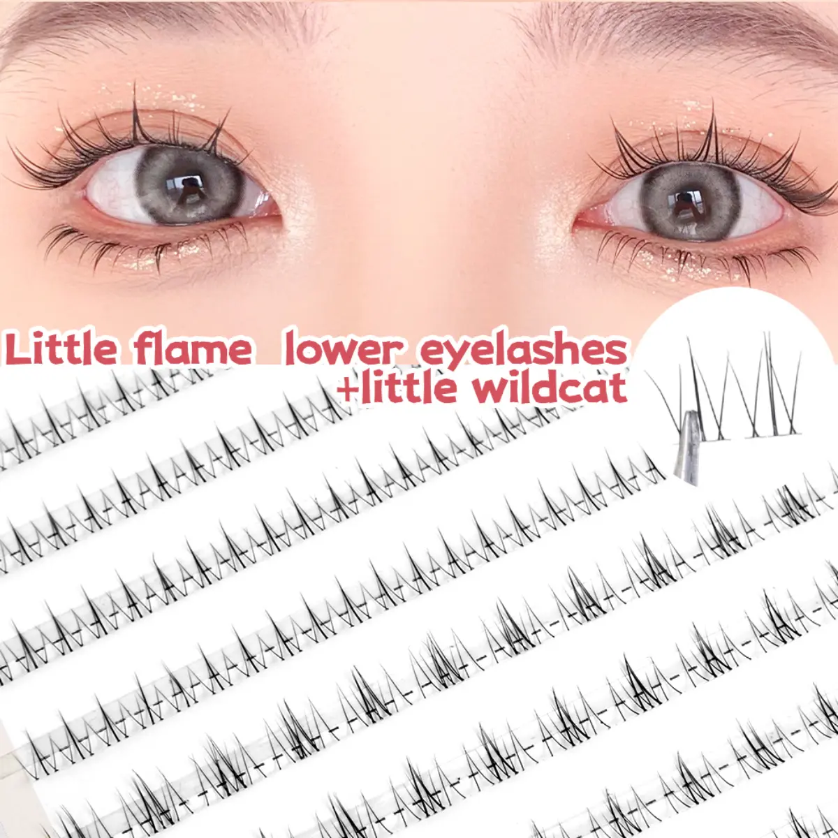 10 Rows/Box Mixed Styles Lower Eyelashes Segmented Single Cluster Transparent Stem Lower Fake Eyelash Eye Makeup Tool