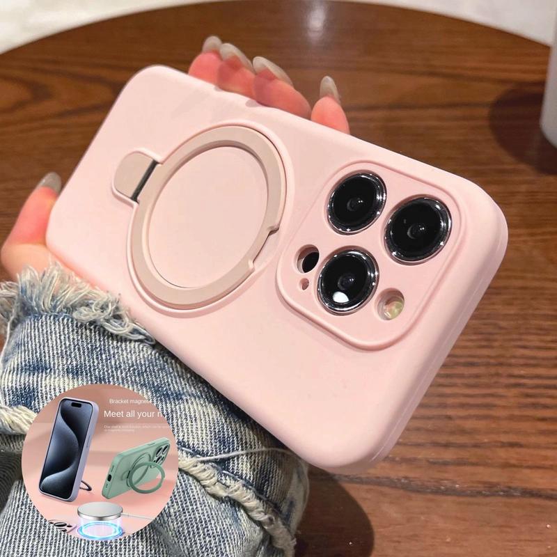 Ốp Điện Thoại Silicon Lỏng Có Giá Đỡ Nam Châm, Thiết Kế Sang Trọng, Tương Thích Với iPhone 15, 14, 13, 12, 11, Pro Max Plus, Bảo Vệ Khung Ống Kính, Chống Sốc, Cảm Giác Như Da, Ốp Chống Rơi, Chống Bụi, Chống Vân Tay