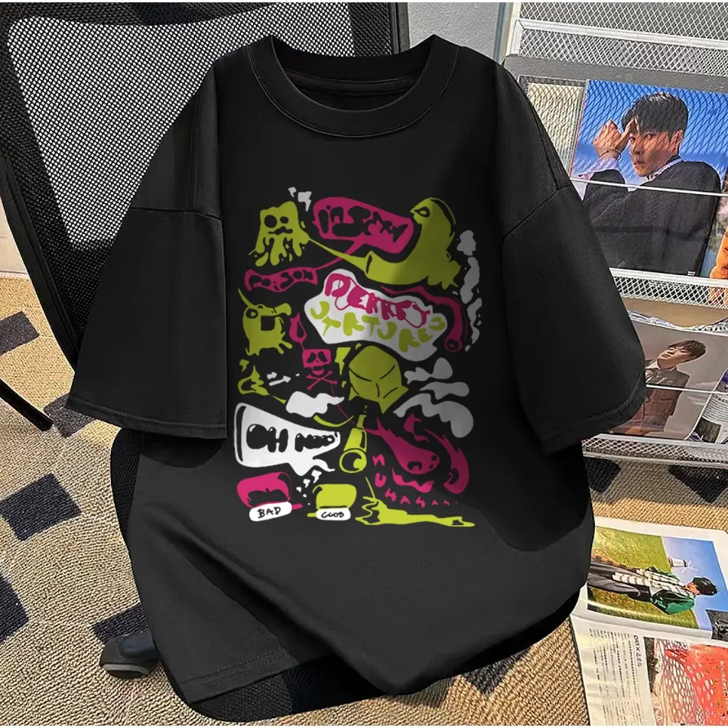 taniastore0 Adioa kaos oversize pria Hitam XXL |  graffiti monster l kaos pria distro original 100% Retro Style Tshirt Longgar Kaos Import baju t shirt pria