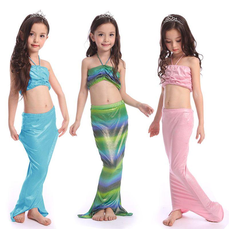 Product Introduction of Foreign Trade European and American Frozen Girls' Hot Silver Mermaid Swimsuit Three-Piece Set 1