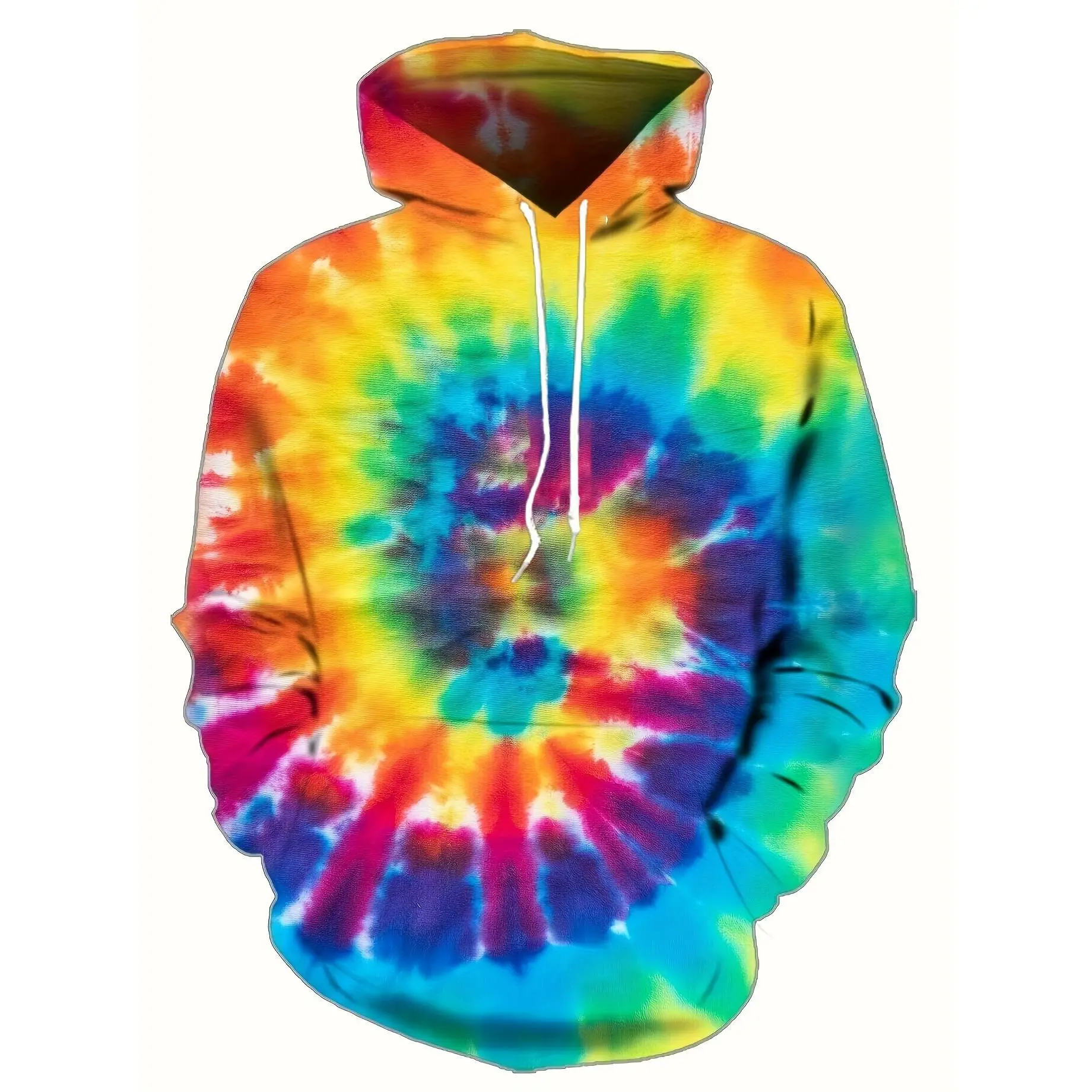 Autumn and winter fashion 3D tie dye colorful cool pattern printed hoodie, casual drawstring hoodie, the first choice for outdoor sports, both beautiful and fashionable, comfortable and warm