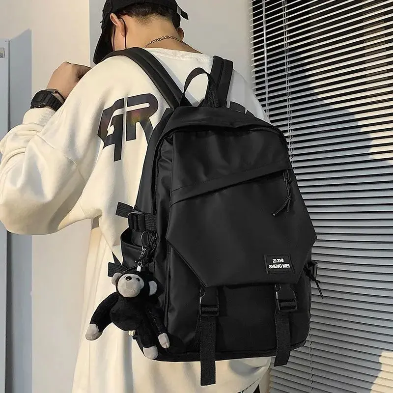 Ba Lô, Phong Cách Preppy, Màu Đen, Thích Hợp Cho Nam Và Nữ, 2021 Hàng Mới Về, Cặp Sách, Thời Trang, Túi Dễ Phối Đồ Hàn Quốc