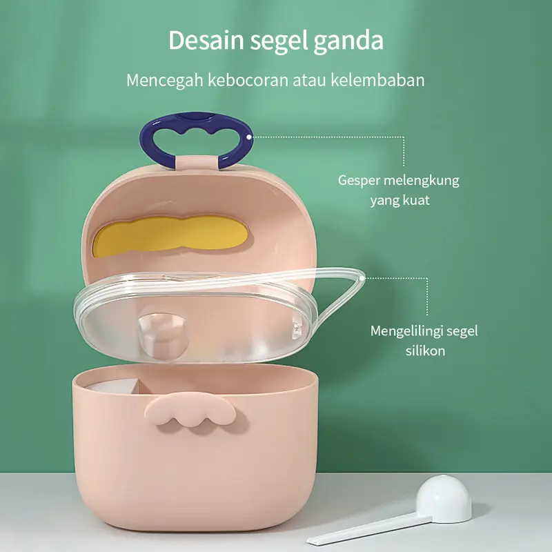 400/800ML Tempat susu bubuk bayi kotak susu motif dino Baby Green Pink Newborn Infant Toddler Girls Boys Penyimpanan Powder Ungu Ungu 1