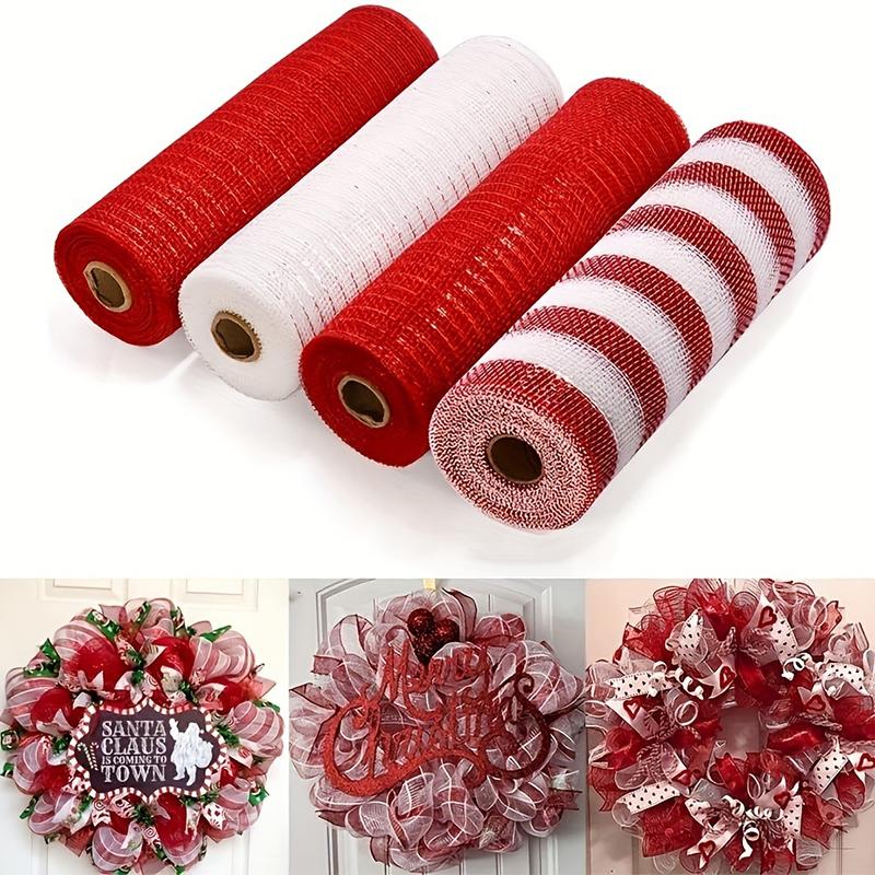 Christmas Mesh Ribbon Deco Metallic Fall Mesh Metallic Foil White ...